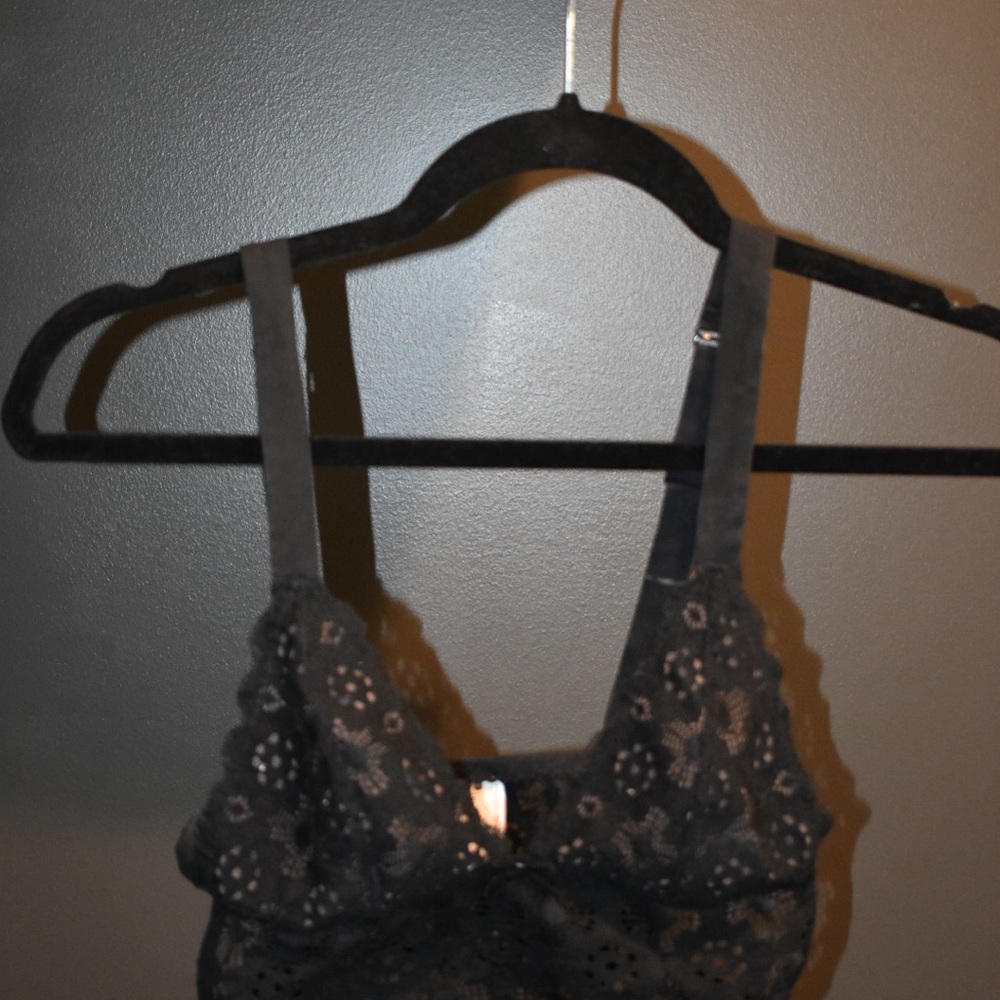 Crochet lace longline triangle bra